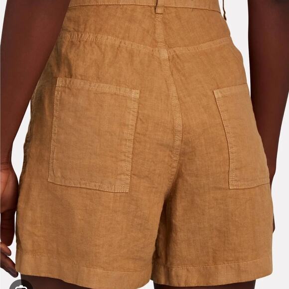 ENZA COSTA Linen High Waisted Short Womens Medium Brown Lightweight Quiet Luxury - Picture 5 of 16